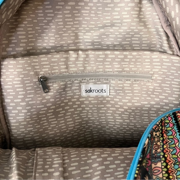 New SAKROOTS Multicolor Aqua Coated Canvas Large Rockaway Cargo Backpack Boho main image 11